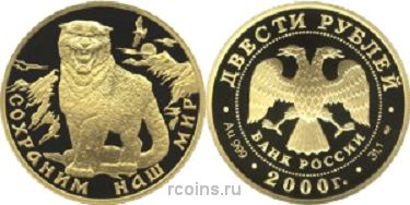 200 рублей 2000 года Снежный барс