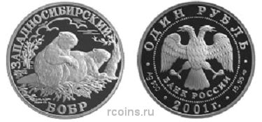 1 рубль 2001 года Западносибирский бобр