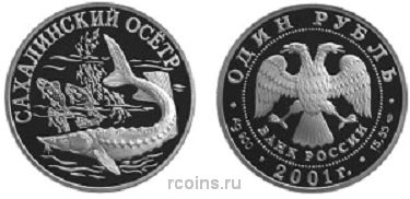 1 рубль 2001 года Сахалинский осетр