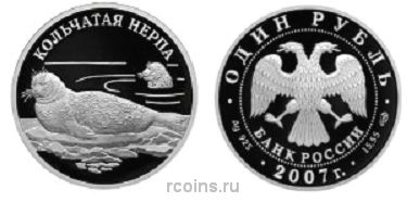 1 рубль 2007 года Кольчатая нерпа
