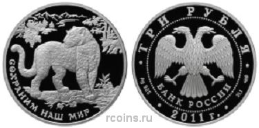 3 рубля 2011 года Переднеазиатский леопард