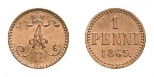 1 пенни 1865 года - Медь