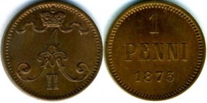 1 пенни 1875 года - Медь