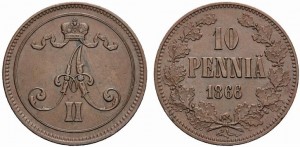 10 пенни 1866 года