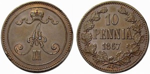10 пенни 1867 года - Медь