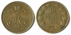 10 пенни 1890 года - Медь