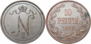 10 пенни 1898 года - Медь