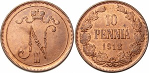 10 пенни 1912 года - Медь