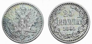 25 пенни 1865 года - Серебро
