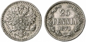 25 пенни 1871 года - Серебро