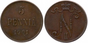 5 пенни 1901 года - Медь