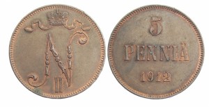 5 пенни 1912 года - Медь