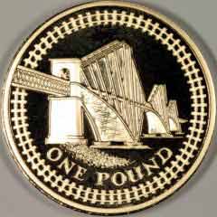 1 фунт, Великобритания, 2004 г. Железнодорожный мост в Шотландии